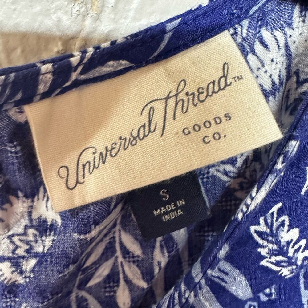 Universal Thread Floral Boho Blue Printed Shirt Size Small - Picture 3 of 5